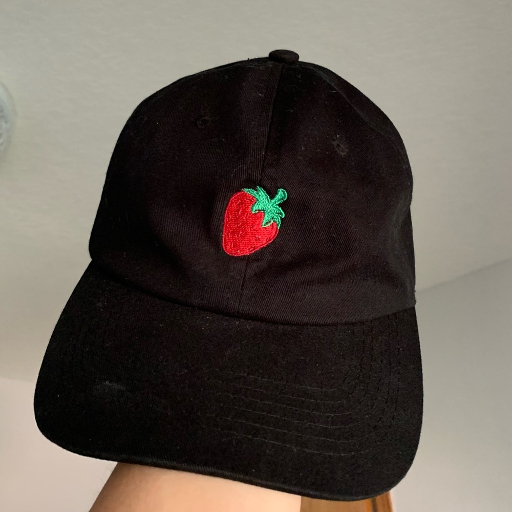 Black Strawberry Embroidered Baseball Hat